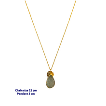 Tear Drop Aqua Marine Gold Necklace