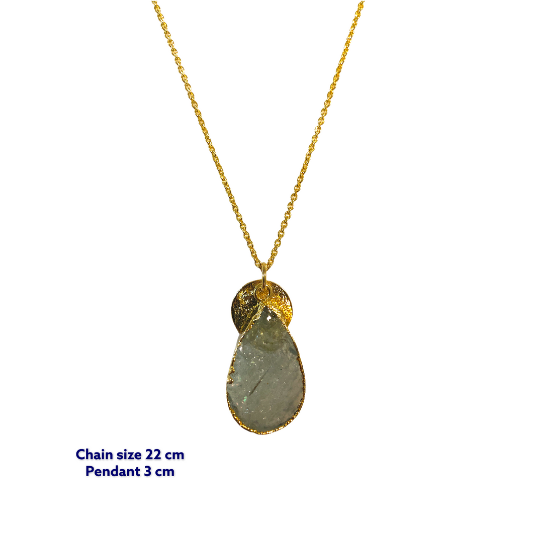 Tear Drop Aqua Marine Gold Necklace
