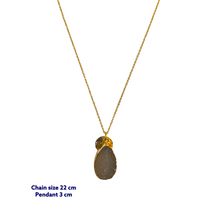 Tear Drop Druzy Stone Gold Necklace
