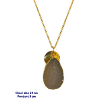 Tear Drop Druzy Stone Gold Necklace