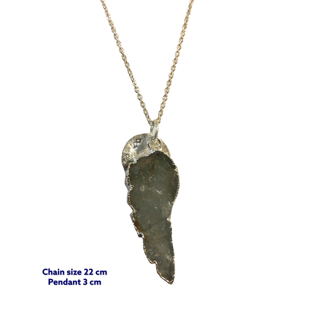 Wing Aqua Marine Stone Necklace